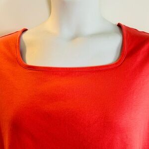 L.L. Bean Tee 2x Square Neck Elbow Sleeve Coral